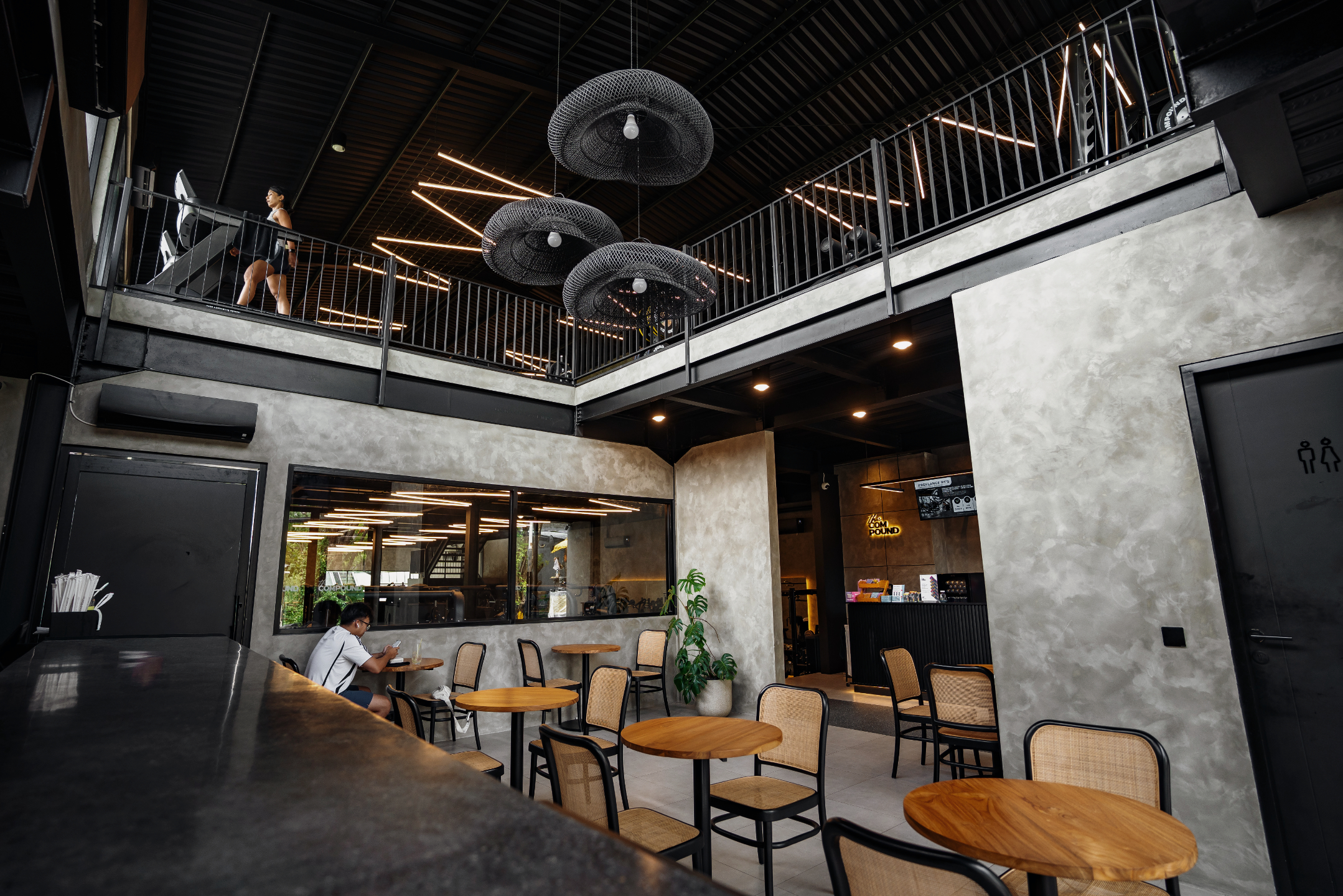 The Compound café with the gym mezzanine above